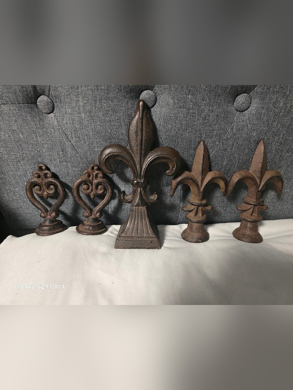 5 Fleur De Lis Victorian Standing Cast Iron Finial Statues Shelf Mantel Decor